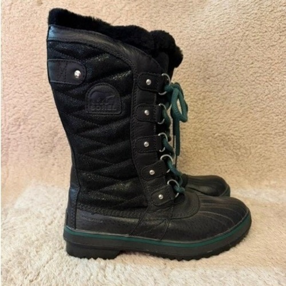 Sorel Tofino II Black Green Waterproof Winter Snow Boots Womens 6.5 NL3029-010